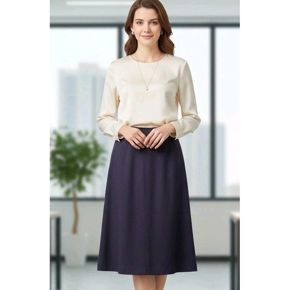 Talbots Purple Skirt Women's Size 12 Lined Pencil Wool Back Zip Preppy Work USA